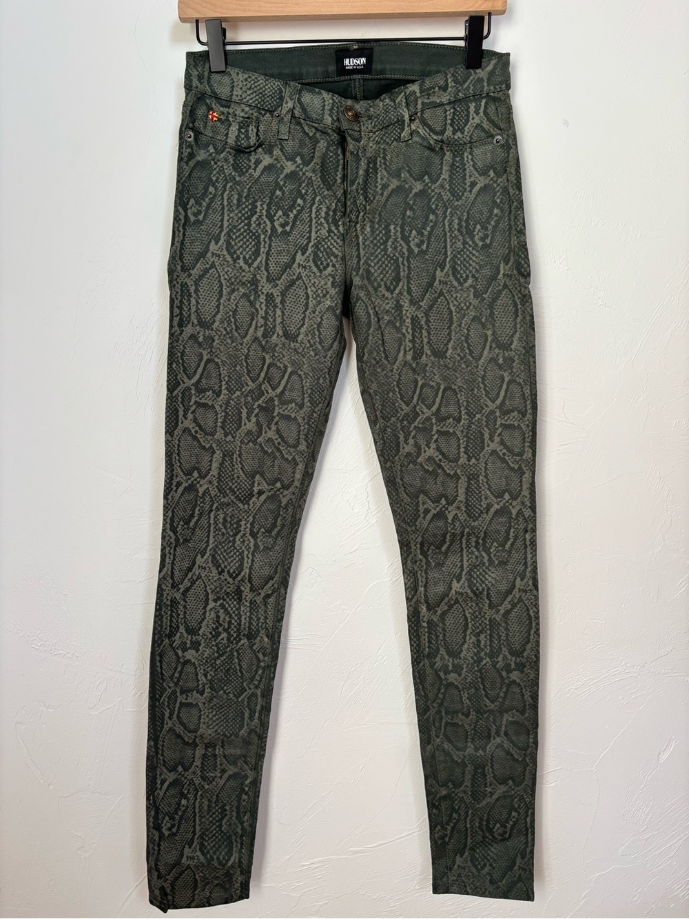 Hudson Vintage Snake Print Skinny Jeans Made in USA Size 27